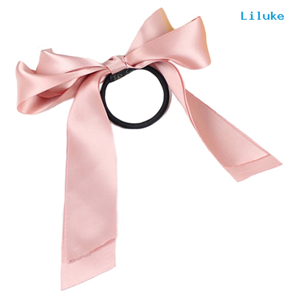 Dây Buộc Tóc Satin Màu Trơn Thắt Nơ Xinh Xắn Cho Nữ Giá Đỡ