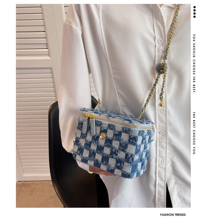 Túi Đựng Mỹ Phẩm Bằng Vải denim Kiểu Mới 2023 Thời Trang Mùa Hè