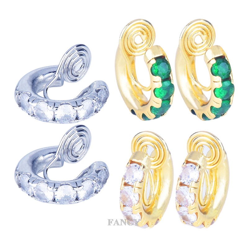 Khuyên Tai Tròn Đính Đá Zircon Sang Trọng