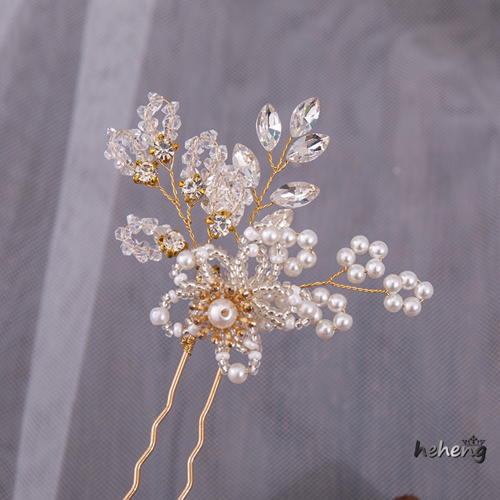 Trâm Cài Tóc Chữ U Bằng Kim Loại Không Gây Dị Ứng Đính Ngọc Trai Phong Cách Trung Hoa