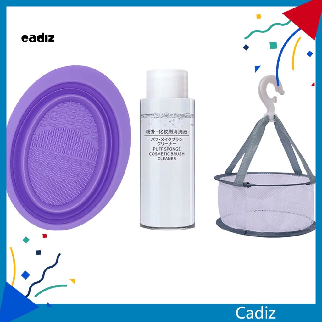 Bộ 3 Dụng Cụ Vệ Sinh Cọ Trang Điểm Bằng Silicon Mềm Độ Co Giãn Cao