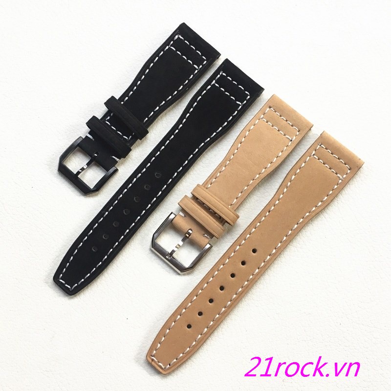 Dây Đeo Đồng Hồ Bằng Da Thật Nhám Màu Đen Kaki 22mm IWC Big Pilot Bồ Đào Nha 7 Bồ Đào Nha