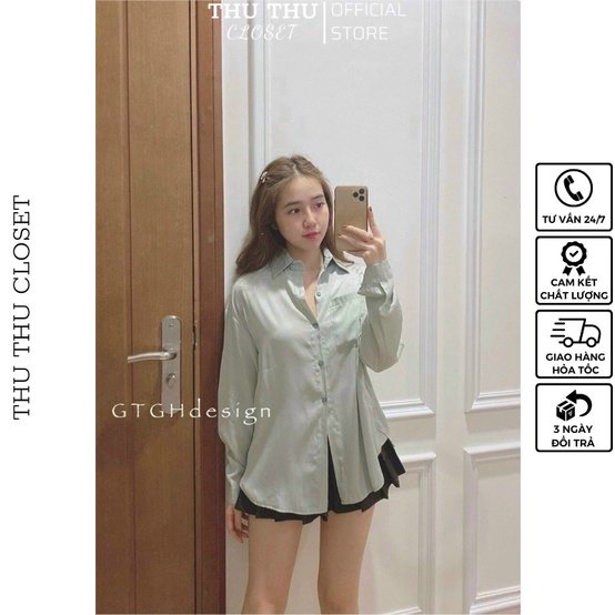 💟Áo sơ mi lụa tăm chất siêu đẹp. Size S M