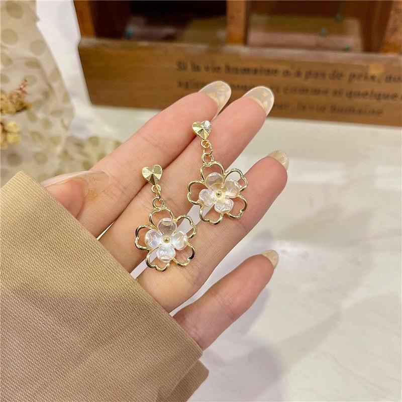 Bông tai hoa thả Thanh lịch , khuyên tai phong cách hàn quốc cá tính sang chảnh