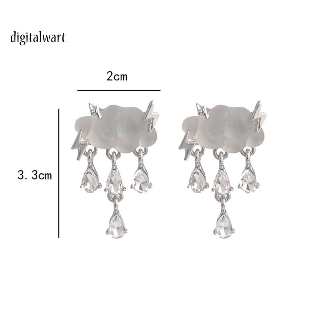 Kỹ Thuật Số| 1 Đôi Bông Tai Hình Đám Mây Mưa Đính Pha Lê Giả Thời Trang