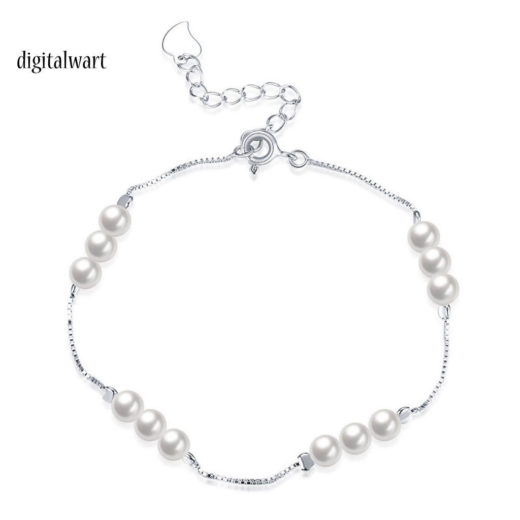 Kỹ Thuật Số| Vòng Tay Bạc 925 Đính Ngọc Trai Nhân Tạo Đơn Giản Cho Nữ