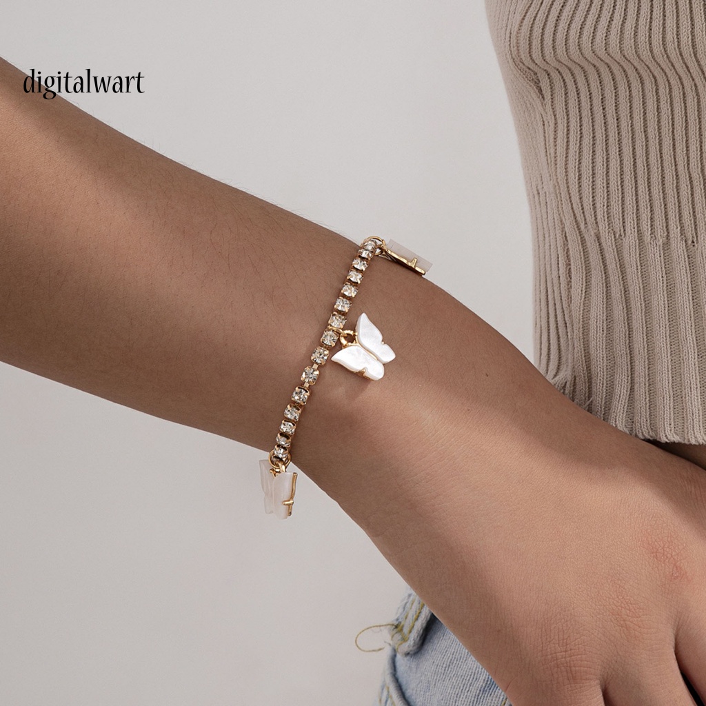 Kỹ Thuật Số| Vòng Tay Hình Bướm Đính Đá Lấp Lánh Đơn Giản Cho Nữ