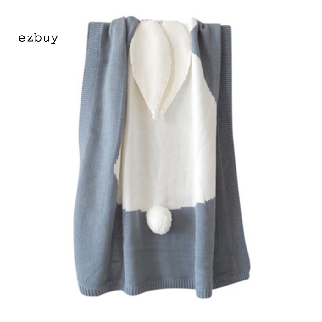 Chăn Dệt Kim Mềm Mại Hình Tai Thỏ Giữ Ấm Cho Bé