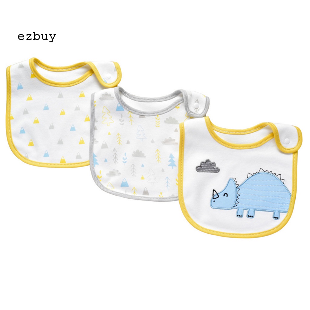 Bộ 3 Yếm Ăn Nhẹ In Họa Tiết Hoạt Hình Dễ Thương Cho Bé