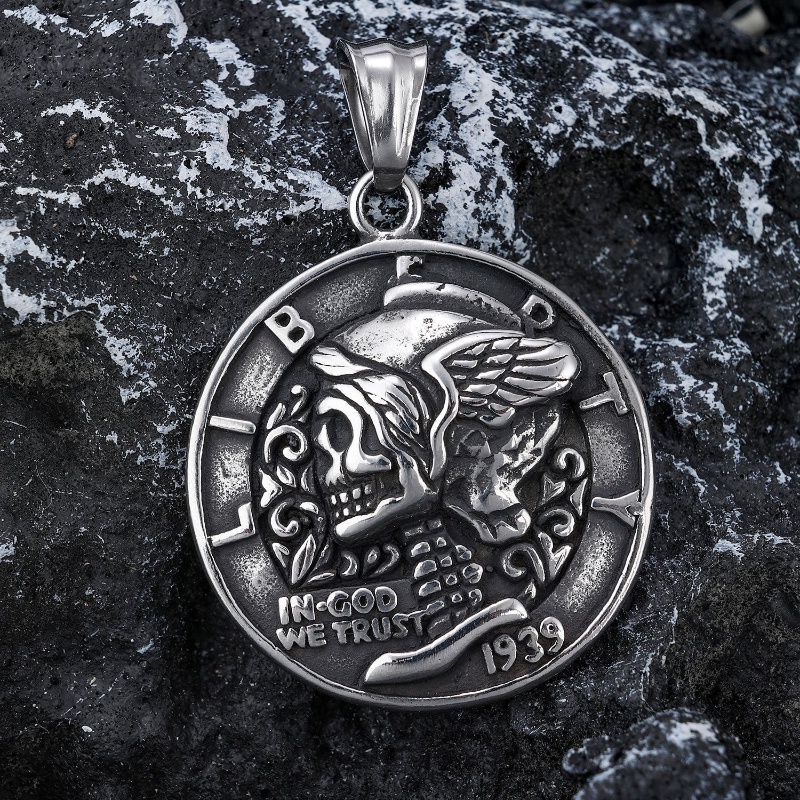 Z Vòng cổ Mặt Hình Đầu Lâu Bằng Thép Không Gỉ Phong Cách Hip Hop Thời Trang Cho Nam Và Nữ