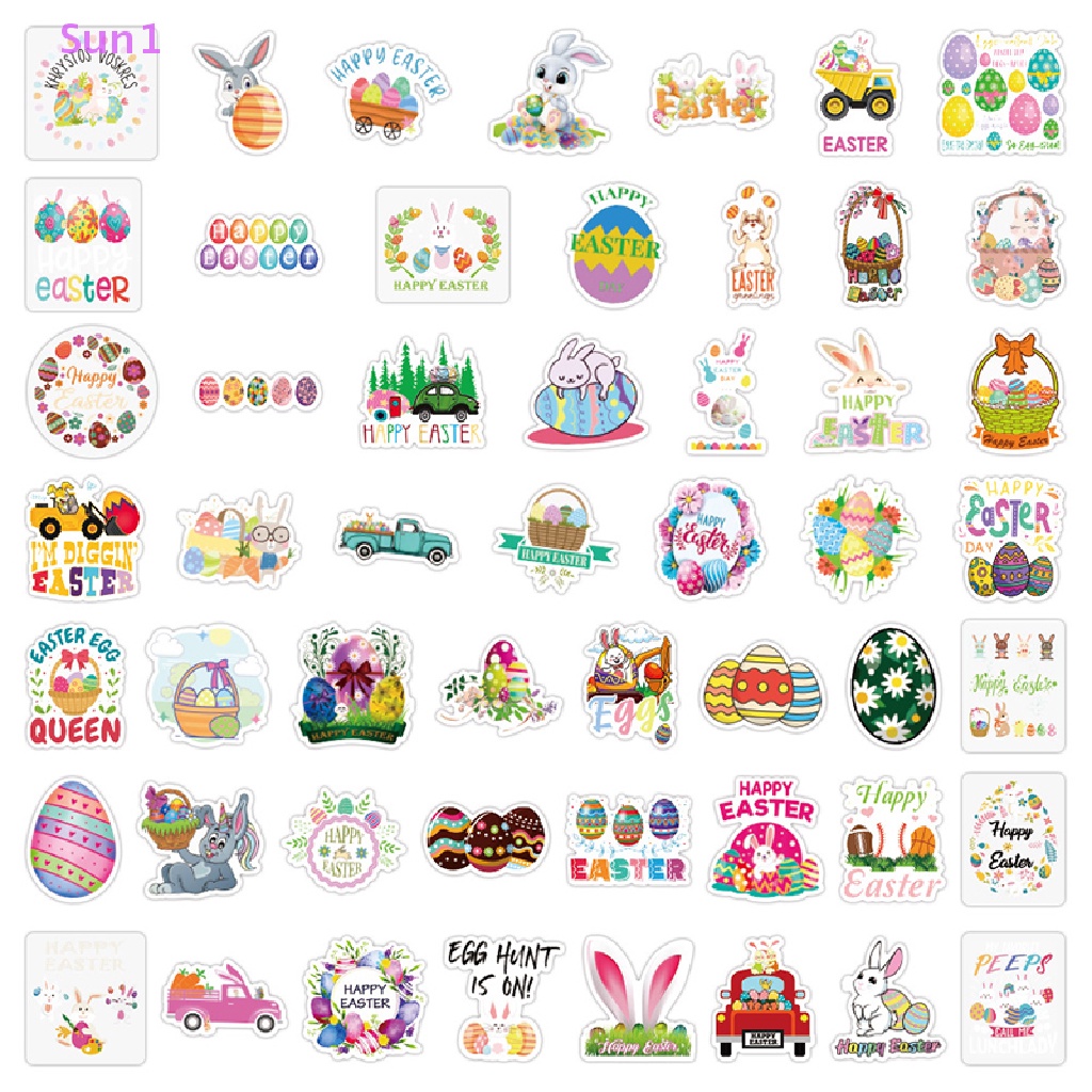 Set 50 Sticker Dán Trang Trí Hình Thỏ Phục Sinh Dễ Thương 1 &gt;