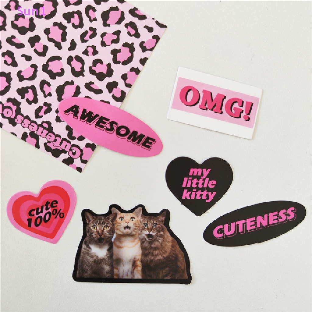 Set 1 &gt; 11 Nhãn Dán Trang Trí Nhật Ký Hình Thỏ Mèo Dễ Thương