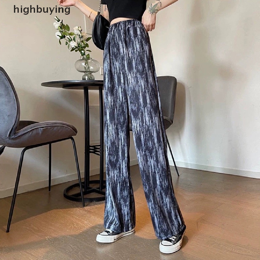 Quần ống rộng Lưng Cao Nhuộm Màu Độc Đáo Thời Trang Mùa Hè Cho Nữ