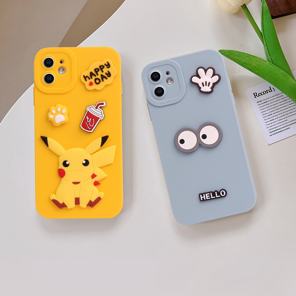 Hoạt Hình Ốp Điện Thoại Silicon Mềm Hình Pikachu 3D Cho iPhone 11 12 13 14 Pro MAX + Mini X XR XS MAX 6 S 7 8 + SE 2020 11Pro 12pro 13Pro