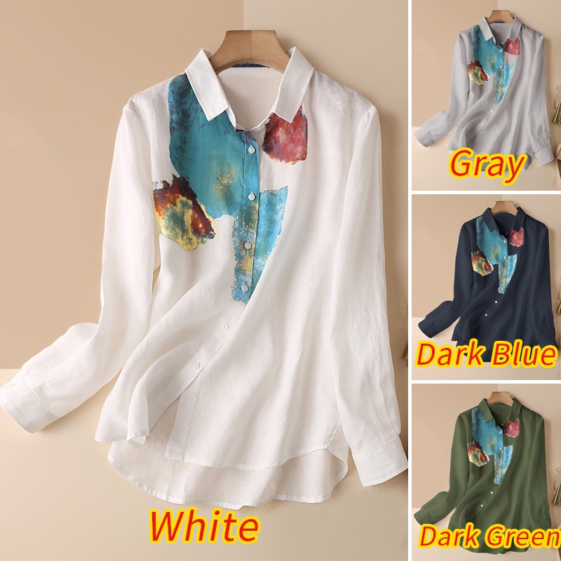 Áo sơ mi nữ ZANZEA dài tay in họa tiết thời trang Hàn Quốc