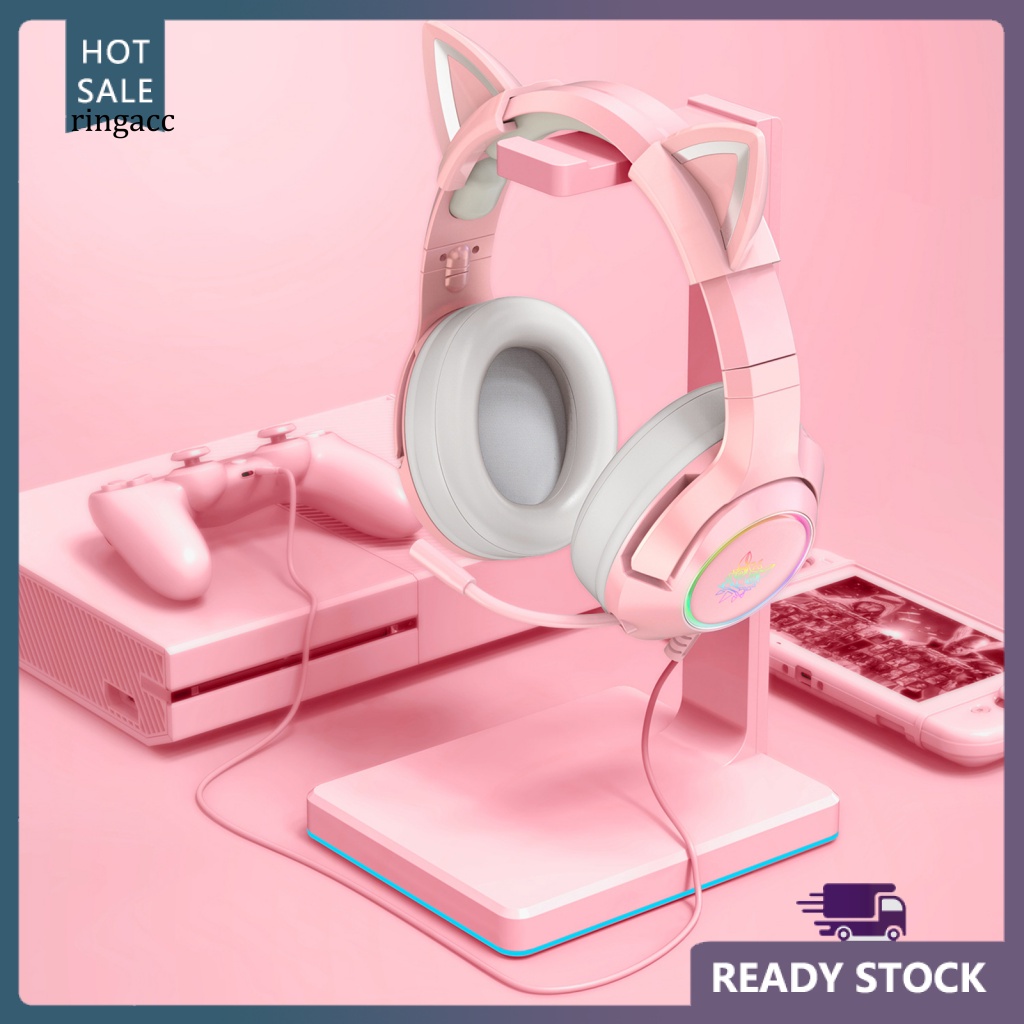 Tai Nghe Chụp Tai Có Micro Jack 3.5mm / USB Hình Tai Mèo Dễ Thương