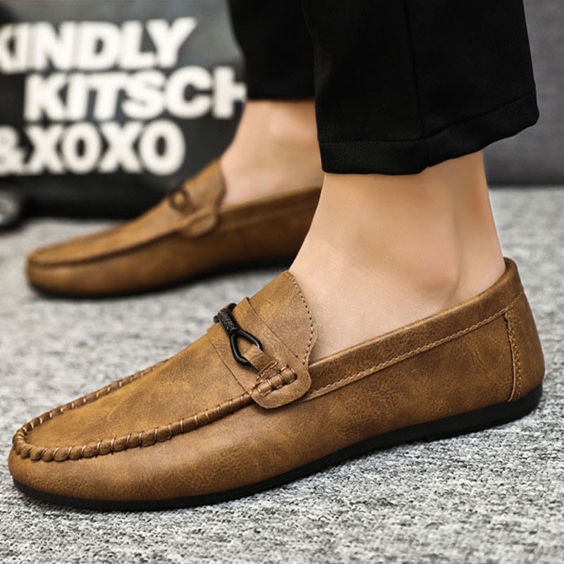 Lavina Carpio Giày Lười Da Đế Mềm Thoáng Khí Phong Cách Hàn Quốc Cho Nam