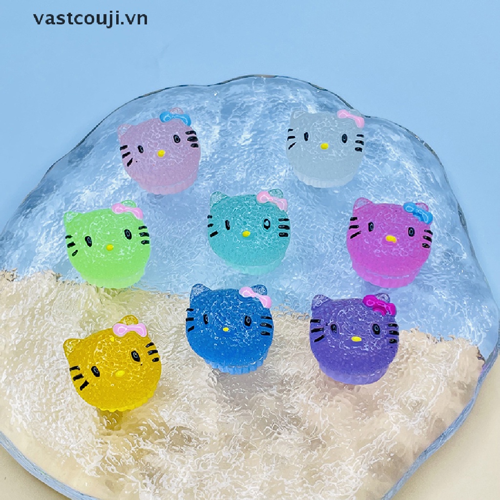 Bộ 2 Móc Điện Thoại Mini Bằng Nhựa Resin Dạ Quang Hình Mèo Hoạt Hình Dễ Thương DIY