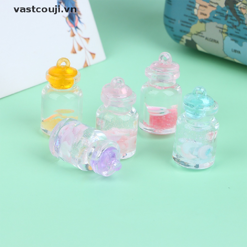 Set 10 Mặt Dây Chuyền Resin DIY Hình Chai Nước Phát Sáng Đáng Yêu