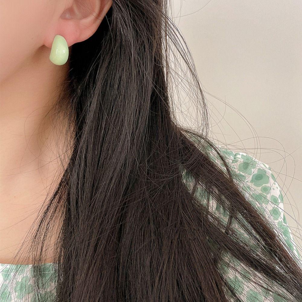 Khuyên Tai Hợp Kim Hình Vuông Rỗng Thắt Nơ Nhiều Kiểu Dáng Màu Sắc Xanh Lá Cây Cho Nữ