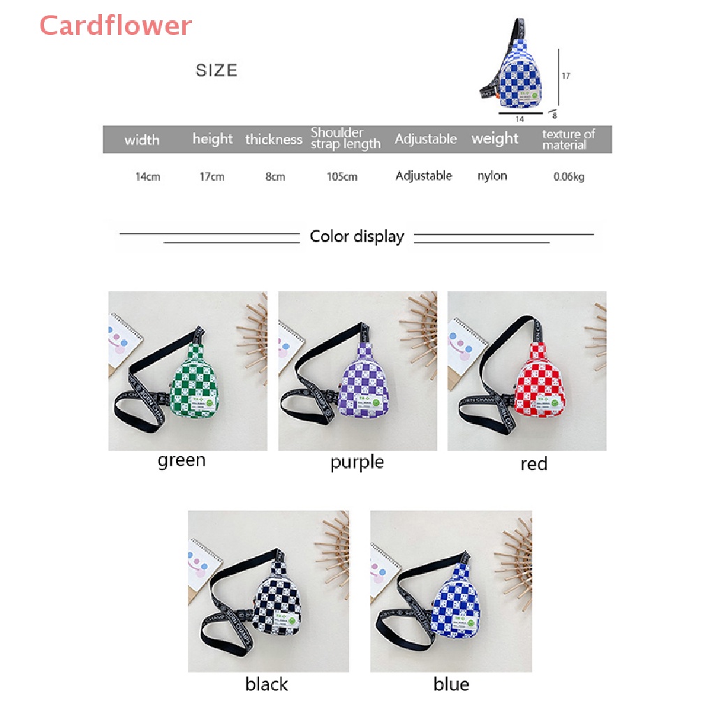 < Cardflower > Túi Vuông Nhỏ Đeo Vai Kẻ Sọc Caro Vintage Dễ Thương Cho Bé Trai
