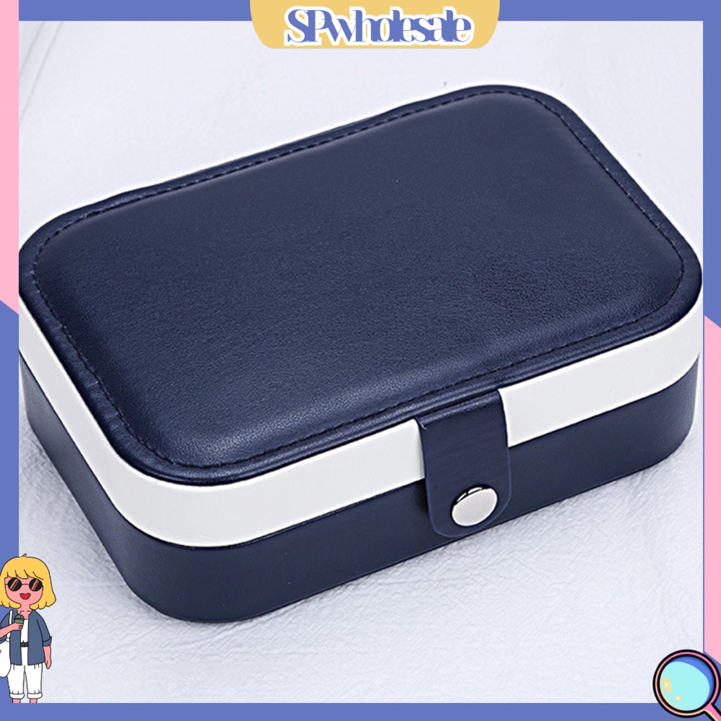 <SPwholesale> Hộp Đựng Bông Tai Hai Lớp Giả Da Chống Thấm Nước Mini Đơn Giản Cao Cấp Trưng Bày Trang Sức Cho Nữ