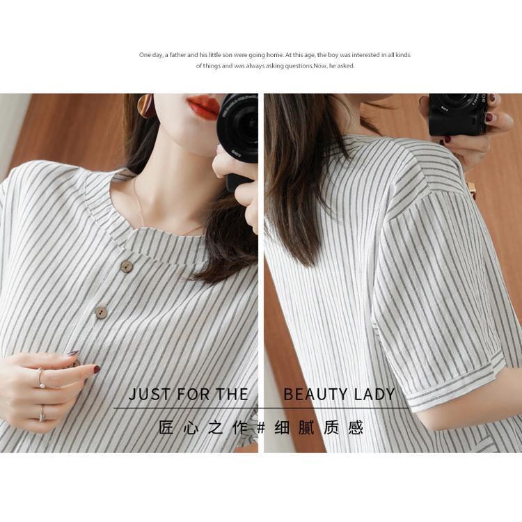 Áo Thun Cotton Lanh Tay Ngắn Dáng Ôm Thời Trang Mùa Hè 2023 Dành Cho Nữ