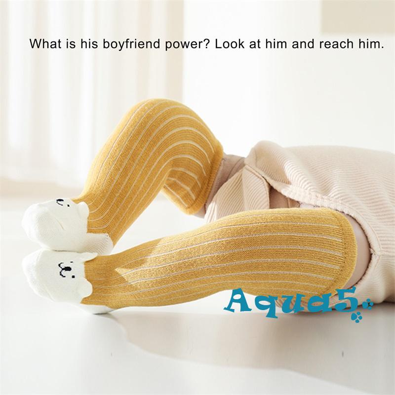 Đôi Vớ Dệt Kim Co Giãn Họa Tiết Gấu Hoạt Hình Cho Bé