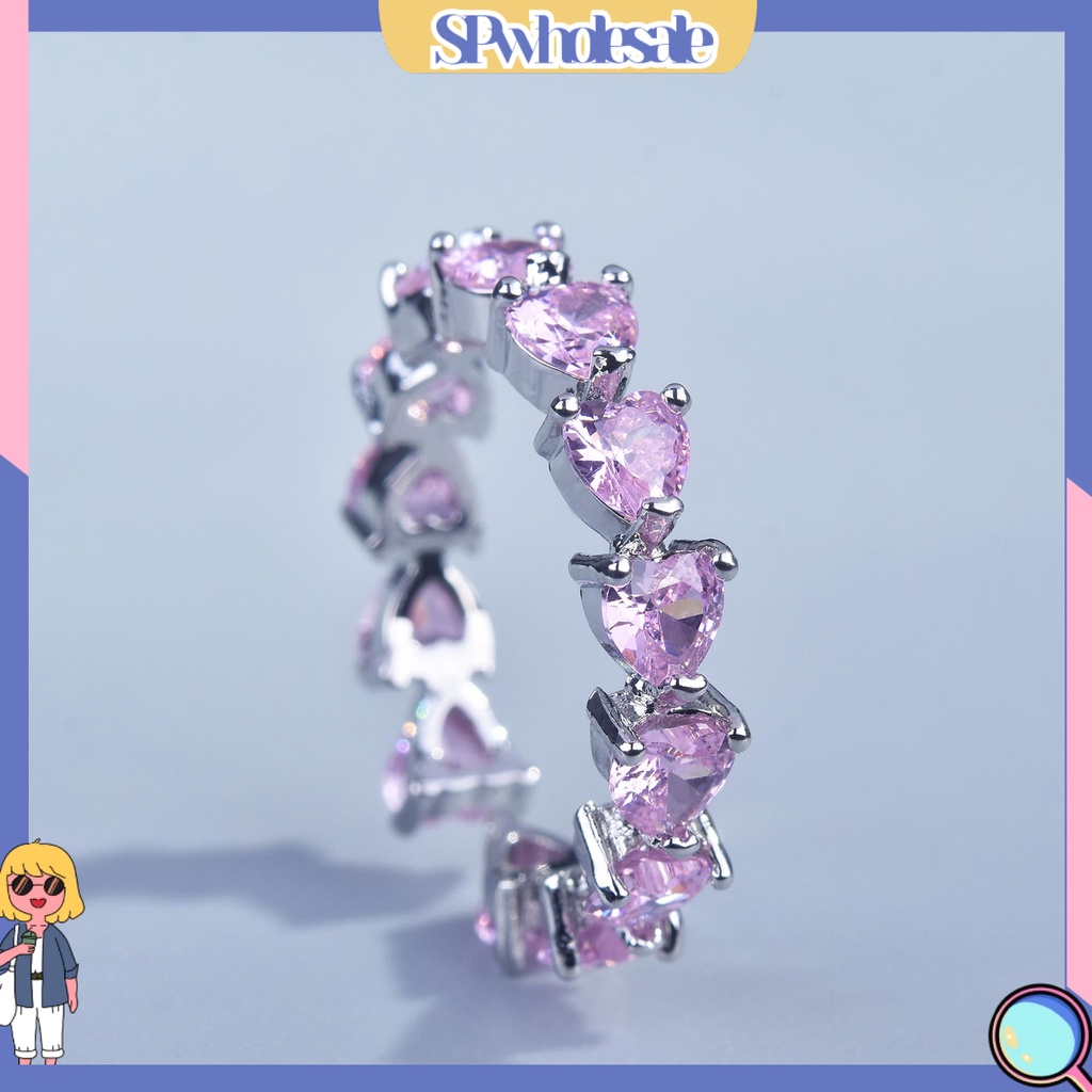 <SPwholesale> Nhẫn Đính Đá Hình Trái Tim Có Thể Điều Chỉnh Kích Thước Cho Nữ
