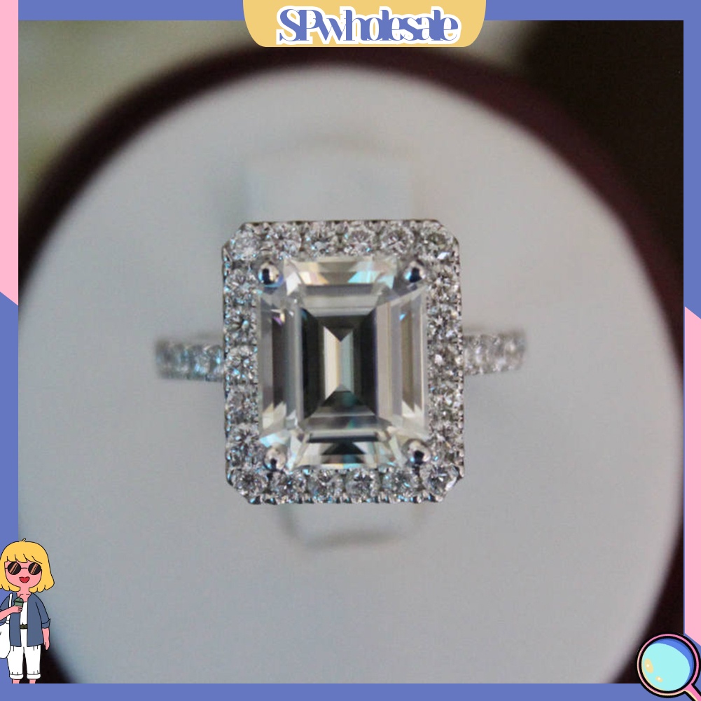 <SPwholesale> Nhẫn Đính Hôn Mặt Vuông Đính Đá Sang Trọng Dành Cho Nữ