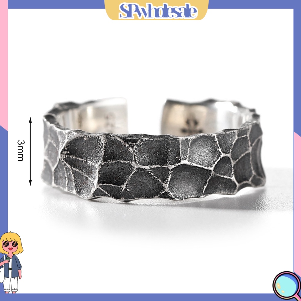 <SPwholesale> Nhẫn Hở Họa Tiết Vết Nứt Bằng Hợp Kim Phong Cách Retro Cá Tính Làm Quà Tặng Sinh Nhật Cho Nam