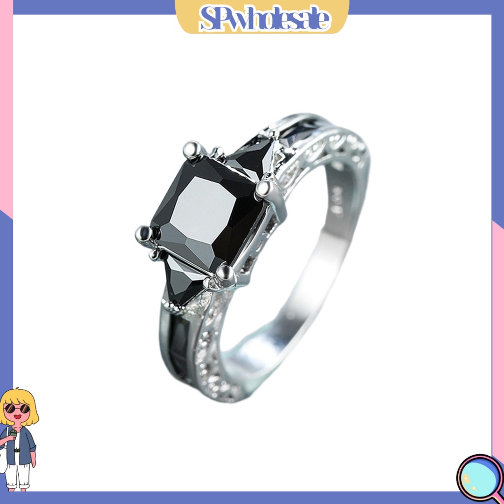 <SPwholesale> Nhẫn Nữ Đính Đá Zircon Phong Cách Âu Mỹ Cổ Điển Sáng Bóng Trang Trí Đám Cưới