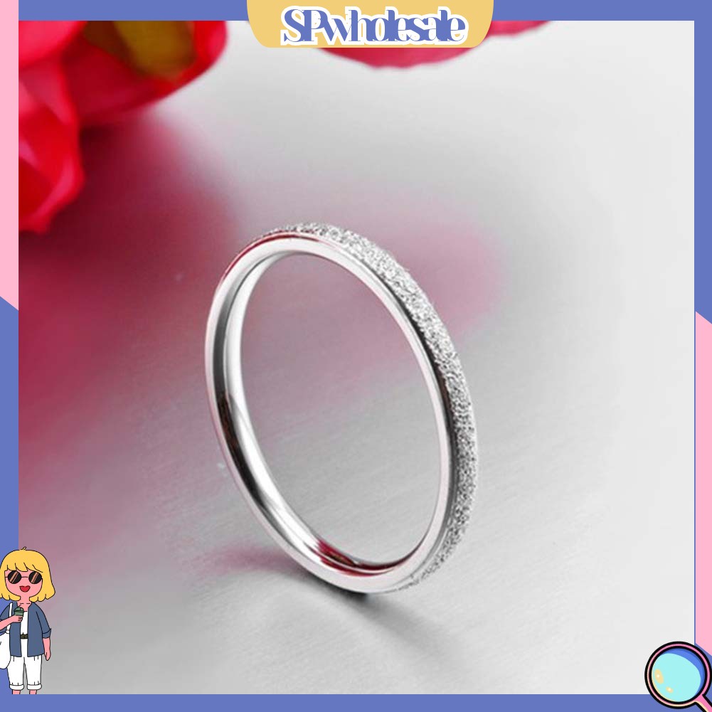 &lt;SPwholesale&gt; Nhẫn Thép Titan Mỏng Lấp Lánh &gt; Spwholeale &gt; Mặt Nhám Cho Cô Dâu