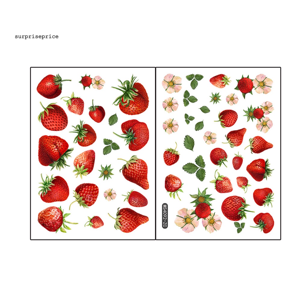 Bộ 2 Miếng Dán Tường Trang Trí Hình Lá Dâu Tây Dễ Thương