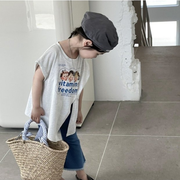 Áo Thun Ngắn Tay Xẻ Tà Dáng Rộng Thời Trang Mùa Hè Phong Cách Hàn Quốc Cho Nữ
