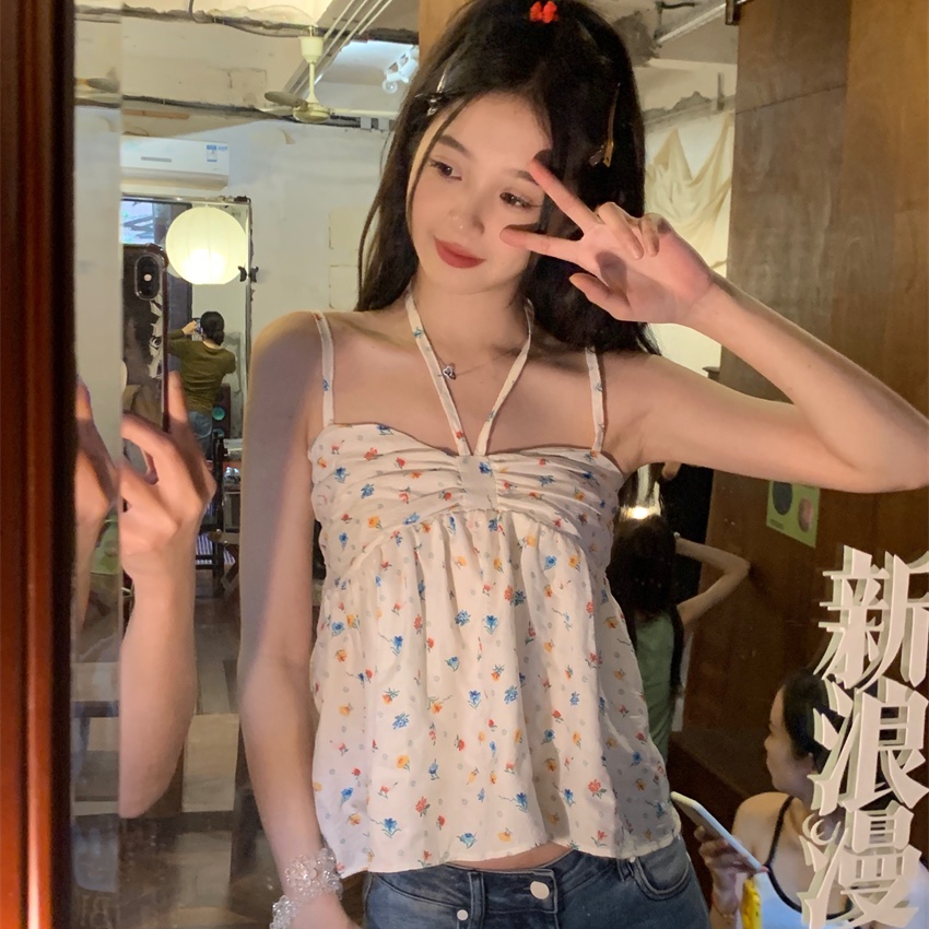 COZOK Áo Hoa Không Tay Cột Dây Thời Trang Gợi Cảm Cho Nữ