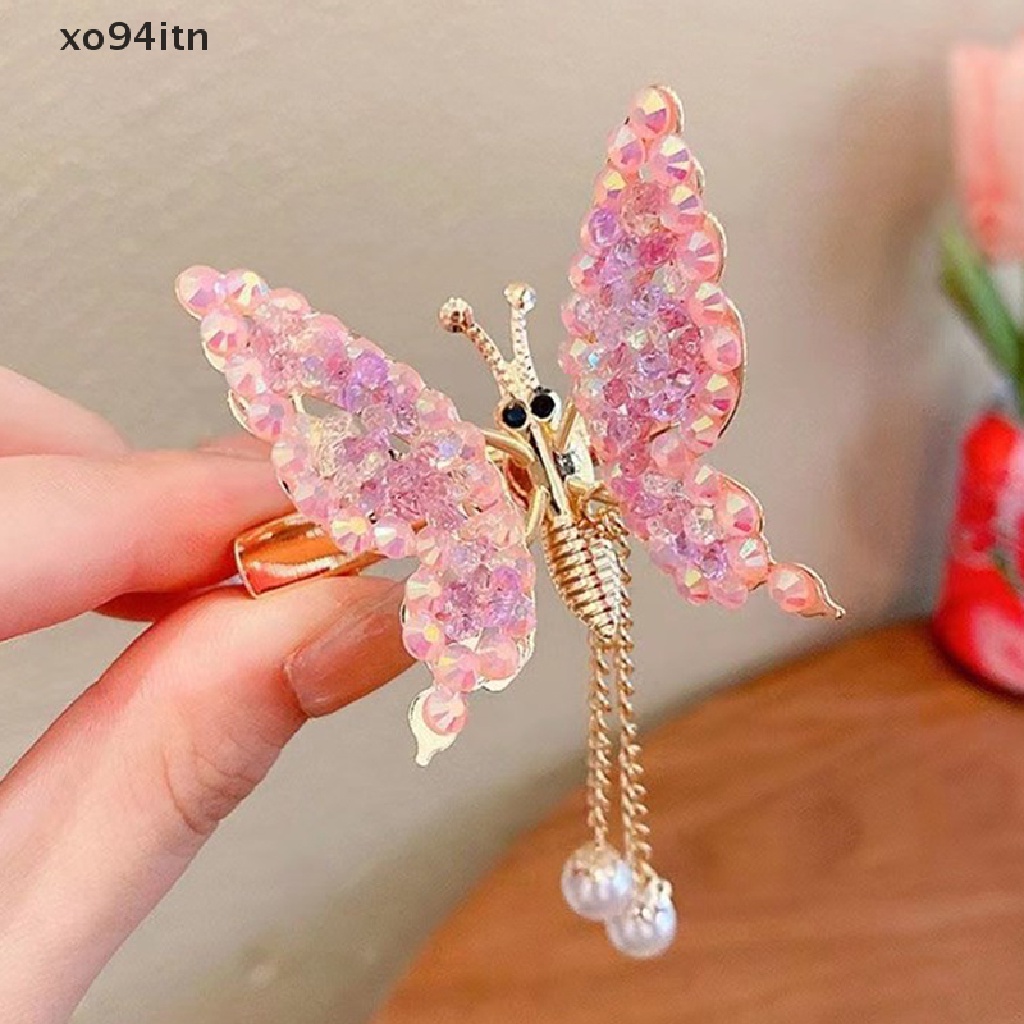 Kẹp Tóc Tua Rua Hình Bướm Đính Đá Cho Bé Gái
