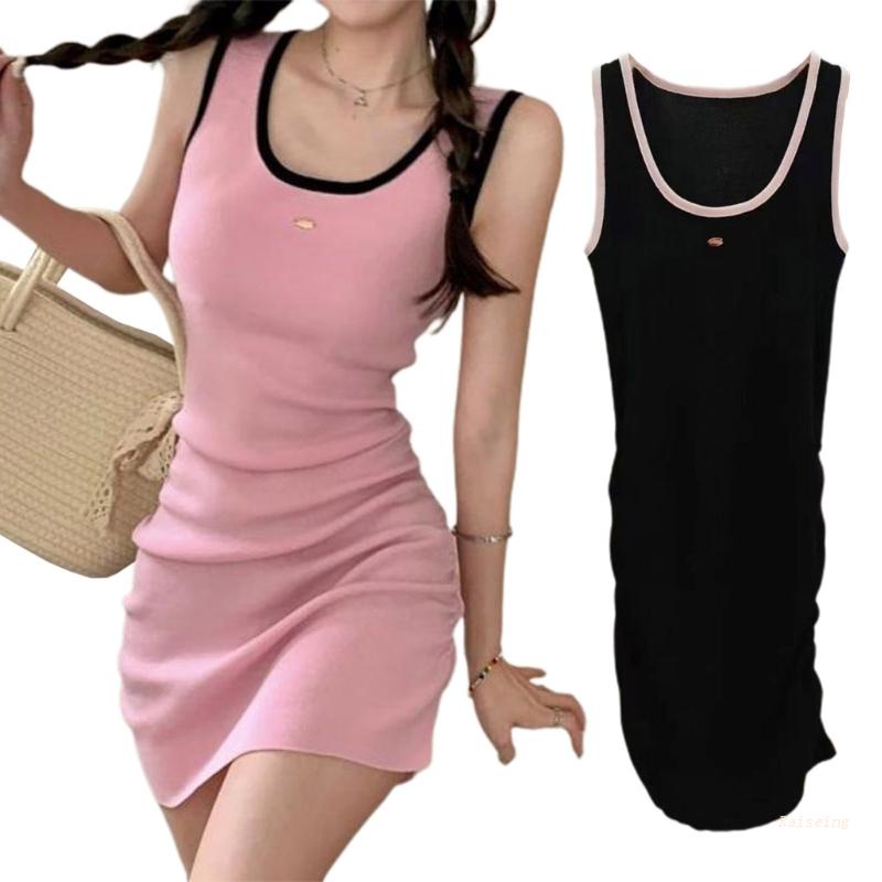 Đầm Không Tay Ôm Dáng Màu Trơn Thời Trang Dành Cho Nữ