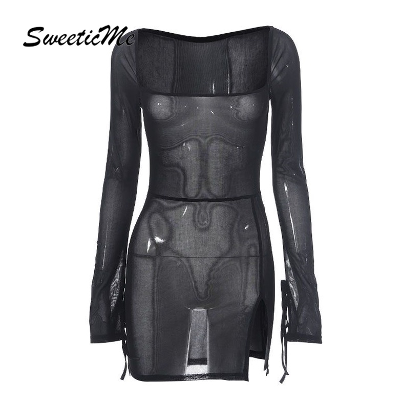 Đầm Mini Tay Dài Lưng Cao Màu Trơn Thời Trang 2023 Quyến Rũ Cho Nữ