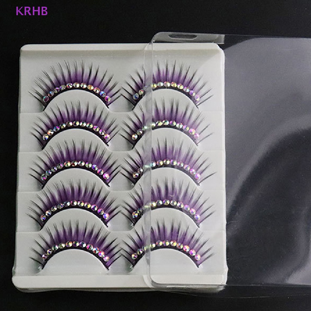 Set 5 Cặp Lông Mi Giả 3D Bằng Lông Chồn Nhân Tạo Mềm Mại Đính Đá Lấp Lánh Mới