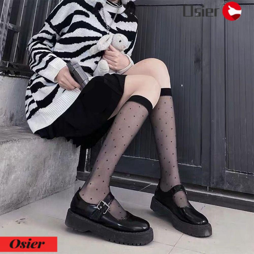 1 Đôi Tất Lụa Dài Đến Đầu Gối Màu Trắng Đen Thích Hợp Làm Quà Tặng Cho