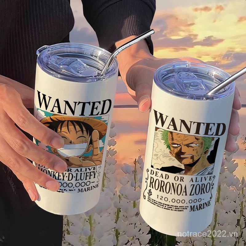 ★One Piece★Bình Nước Giữ Nhiệt Bằng Thép Không Gỉ Cao Cấp In Hình Luffy/Zoro Kèm Ống Hút Tiệ MWDV