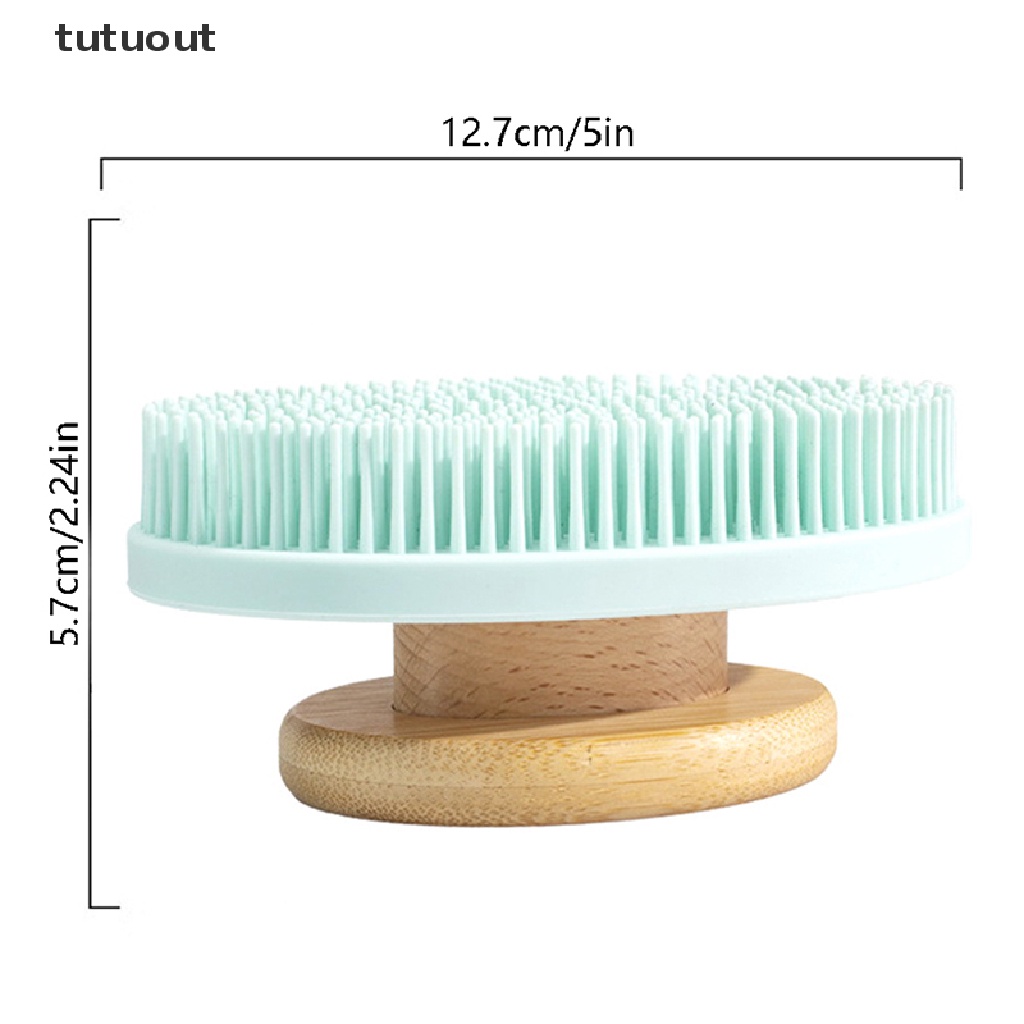 Bàn Chải Tắm Bằng Silicon Với Tay Cầm Bằng Tre Tiện Dụng