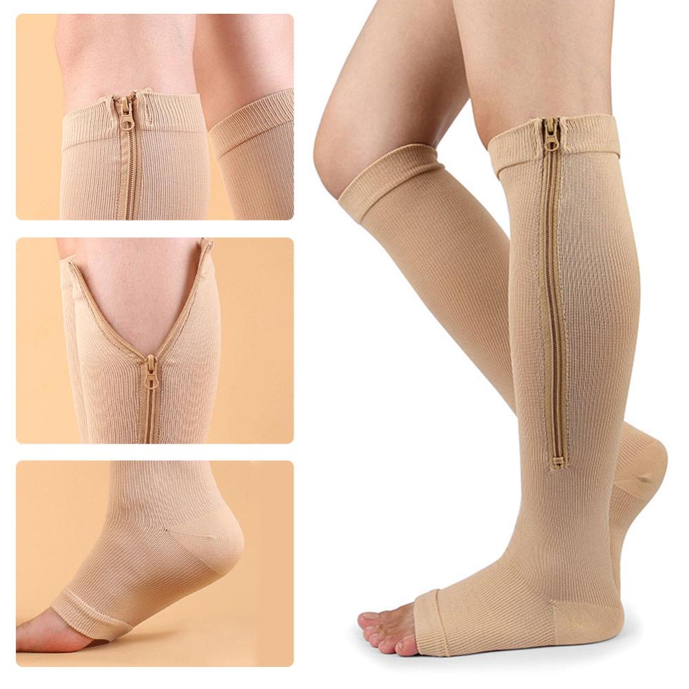 Vớ Nén Co Giãn Có Khóa Kéo Hỗ Trợ Ngón Chân Mở Cho Giãn Tĩnh Mạch Edema Swollen J3N3