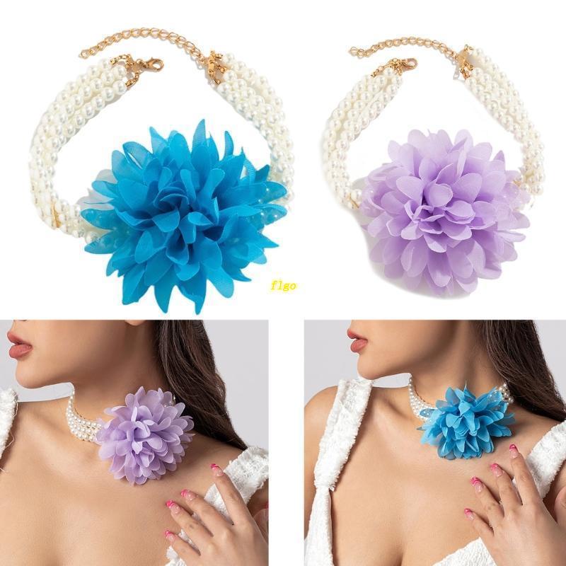 Vòng Cổ Choker Nhiều Lớp Đính Hoa Và Ngọc Trai Phong Cách Cổ Điển Cho Nữ