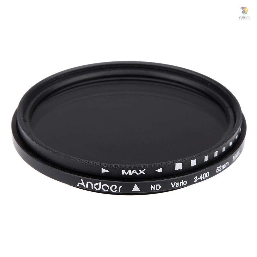ANDOER Kính Lọc Điều Chỉnh Được ND2 Sang ND400 52mm Cho Máy Ảnh DSLR