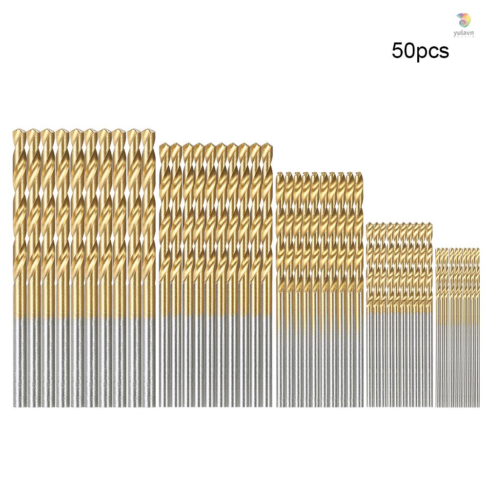 Bộ 50 Mũi Khoan Xoắn Tốc Độ Cao 1.0-3.0mm Chất Liệu Thép Titan