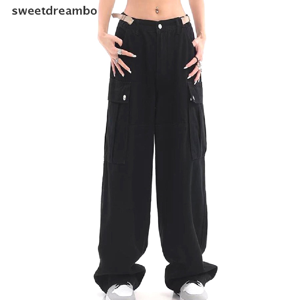 Quần baggy Ống Rộng Lưng Cao Phong Cách hip hop Đường Phố harajuku Thời Trang Mùa Hè 2023 Cho Nữ