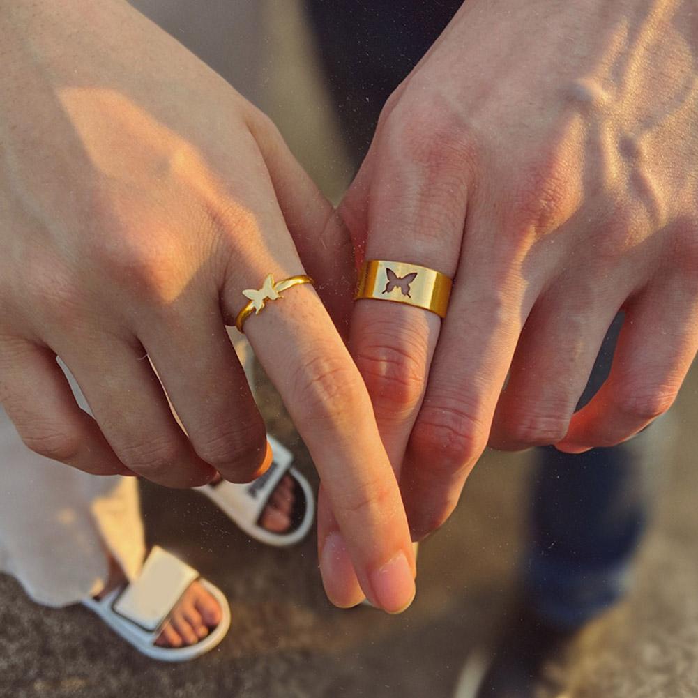 Nhẫn Đôi Tình Bạn D2S8 Mặt Bướm Cổ Điển