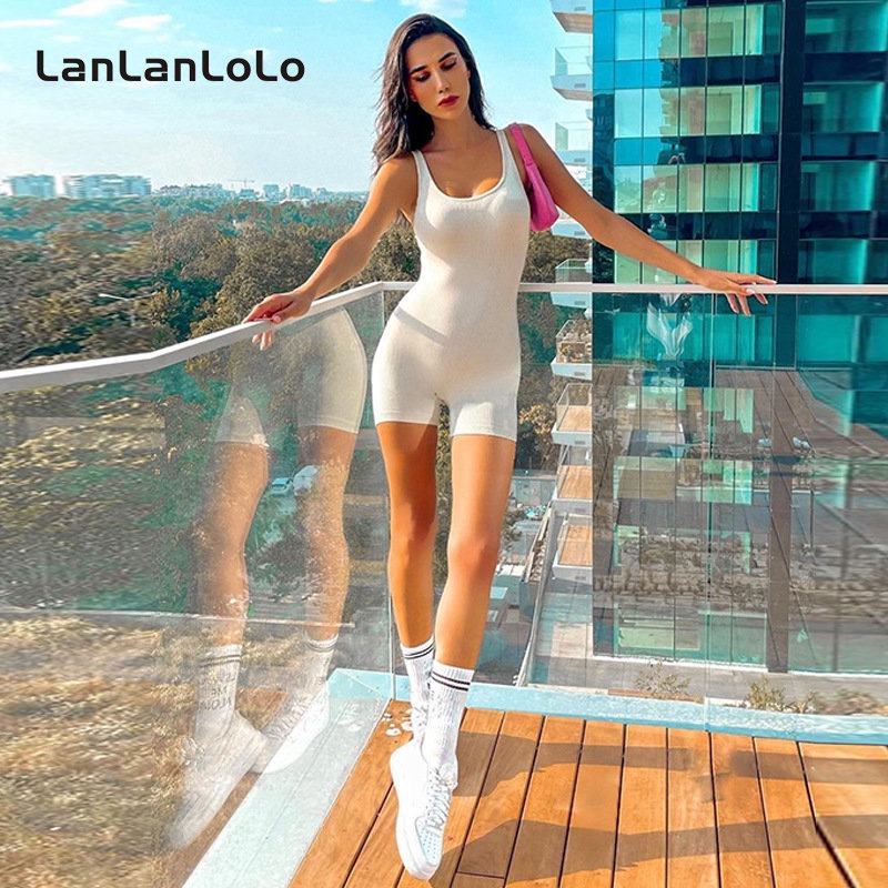 Jumpsuit Thể Thao Sát Nách Cổ Chữ U Màu Trơn Thời Trang 2023